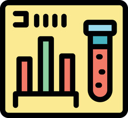 Wall Mural - scientific experiment data analysis presenting test tube and statistics chart on a screen