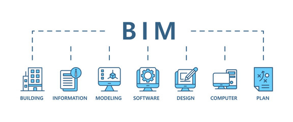 bim banner web icon vector illustration concept for building information modeling with icon of build