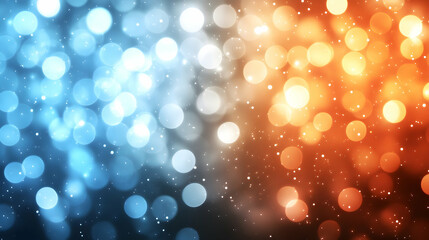 Festive blue and orange bokeh lights, holiday background