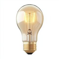 Wall Mural - Classic incandescent light bulb glowing, isolated on white background