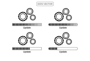 Update icon with gears. Loading or updating files, install new software, operating system, update. vector template