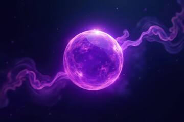 Wall Mural - Glowing purple orb, ethereal smoke trails, dark background, wisp, smoke