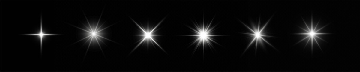 Wall Mural - White effect reflections, neon illumination in red colors. Bright light lens. Police light effects, lines. Shiny stars, glowing sparks on a black background. Vector.