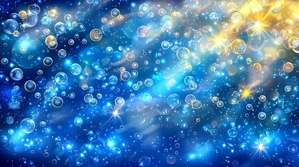 Wall Mural - enchanted bubbles: a dreamy blue abstract background design. perfect for digital art, fantasy themes