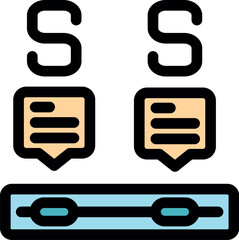 Wall Mural - two speech bubbles with letter s above them and a slider symbolizing establishing a secure connectio