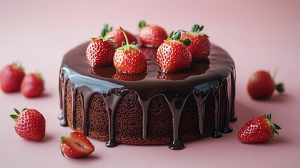 Sticker - Chocolate Cake Topped With Fresh Strawberries