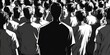 © Nice Seven - A Large Crowd of People Standing Together in a Monochrome Scene with Individuals Wearing White Shirts in the Background