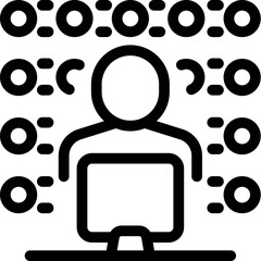 Wall Mural - programmer working on a computer with complex algorithms and data flow, developing cutting edge soft