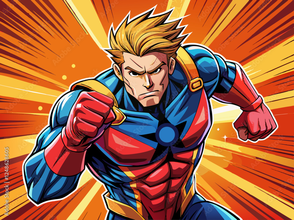 Pop art comic book style super hero Stock Vector | Adobe Stock