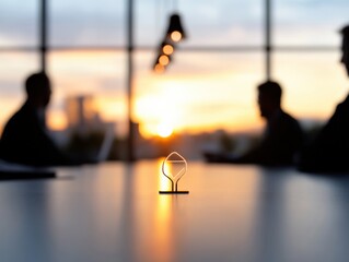 Canvas Print - a modern meeting room bathed in the warm glow of sunset