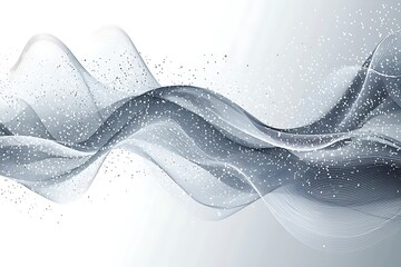 grey airy particles flow vector design, abstract background with wave flowing dots array, digital fu