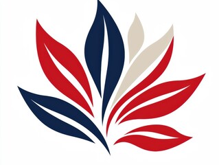 Wall Mural - colorful leaf logo design featuring red, white, and blue elements with creative leaf arrangement