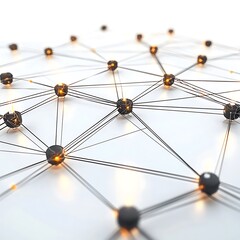 Wall Mural - A network of interconnected spheres is lit up in a white background