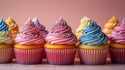 Sticker - Colorful Cupcakes Decorated With Sprinkles