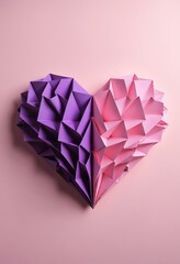 Wall Mural - Pink and purple origami heart 