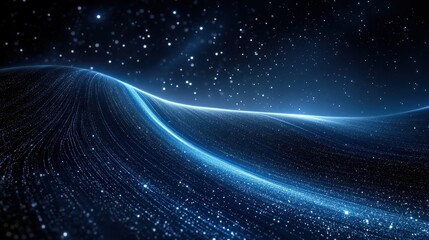 glowing blue nebula landscape, cosmic background, futuristic design, website header