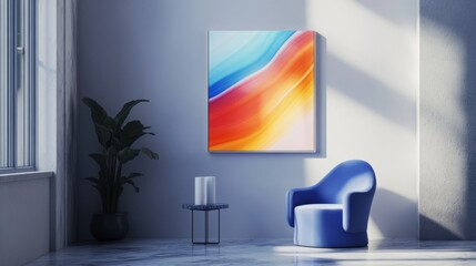 Modern room with vibrant abstract painting