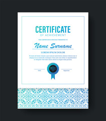 Wall Mural - Blue achievement certificate best award diploma
