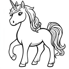 Magical Unicorn Coloring Page Enchanting Fantasy Illustration for Kids