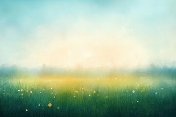 Wall Mural - Spring Meadow Abstract Landscape Soft Pastel Colors Bokeh Subtle Gradient Blue Sky to Green Grass