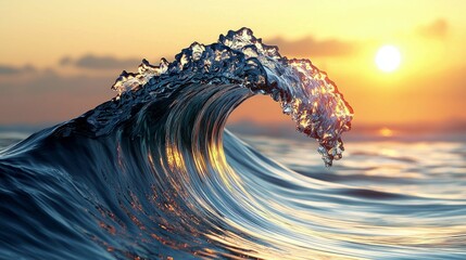 Wall Mural - majestic ocean wave at sunset: a breathtaking view of nature's power and beauty