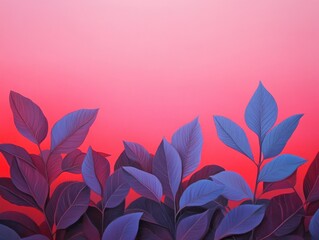 Wall Mural - blue and purple plants against a red background with gradient.