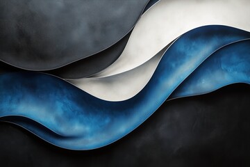 Wall Mural - Waves of texture in layered materials showcasing blue and gray tones