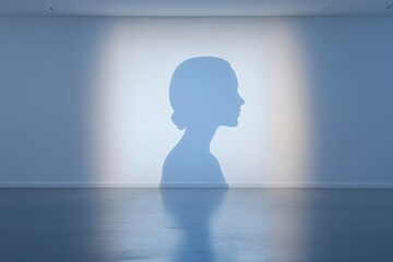 Wall Mural - silhouette of a woman projected on a wall in an empty room.