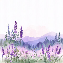 Wall Mural -  soft lavender gradient watercolor scene