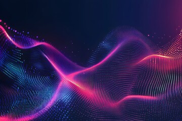 Wall Mural - abstract digital wave flowing, dark background, vibrant colors, tech design