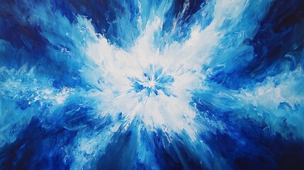 Wall Mural - bright blue and white explosion of light, energetic and vibrant, resembling a burst of cosmic energy