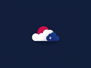 Wall Mural - abstract design featuring red, white, and blue clouds with minimalistic elements on dark background