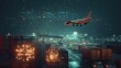 © Selvi - Global Logistics: Night Flight Delivers Cargo to Port, Utilizing Advanced Tracking Technology for Efficient Delivery.