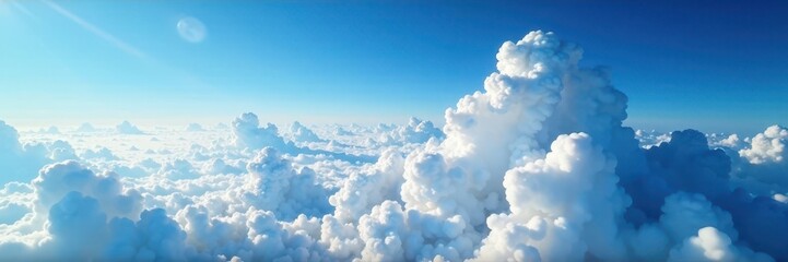 stunning high-altitude cloud vista, deep blue sky backdrop, scenic view, drone photography, outdoor