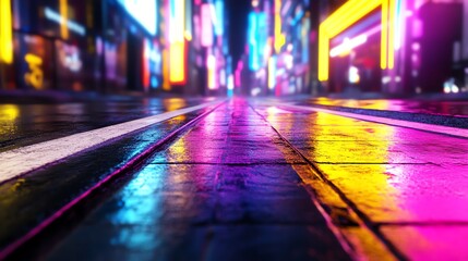 a futuristic sidewalk, glowing neon pathways, cyberpunk cityscape, scifi aesthetics, ultrarealistic, isolated on white background