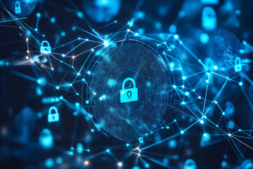 Wall Mural - secure iot network, abstract visualization of high-speed data transfer and encryption in motion
