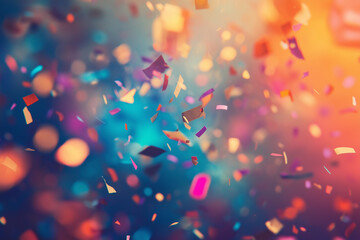 Wall Mural - vibrant neon confetti soaring through the air on a bright, colorful background capturing the dynamic