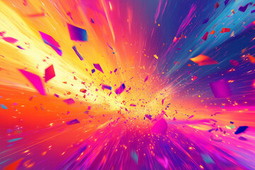 Wall Mural - vibrant neon confetti soaring through the air on a bright, colorful background capturing the dynamic