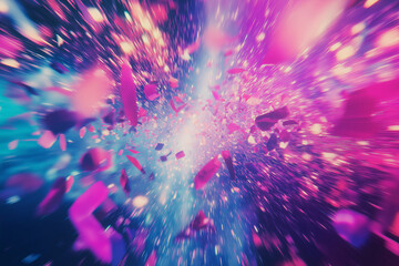 Wall Mural - vibrant neon confetti soaring through the air on a bright, colorful background capturing the dynamic