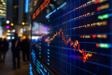 Wall Mural - digital stock market trading with rising graph analytics, illuminated financial data and market tren