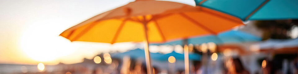 Wall Mural - Blurred Beach Umbrellas at Sunset