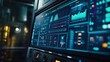 © Justlight - High tech digital screen displaying complex data visualizations and graphs in a futuristic laboratory setting, emphasizing advanced technology and data analysis in scientific research