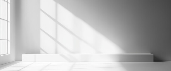 Wall Mural - bright minimalist room with light and shadows through large windows