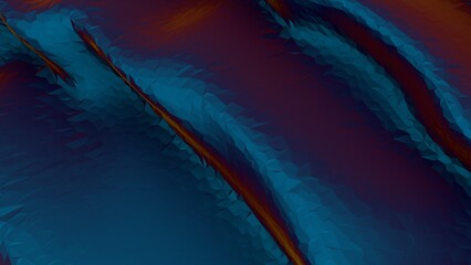 Aufkleber - Abstract 3D low-poly surface with blue gradients and orange accents, creating a futuristic digital texture.