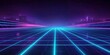 © Nice Seven - Glowing Blue and Purple 80s Style Grid Background with Neon Lights and Stars for Retro Futuristic Themes and Designs