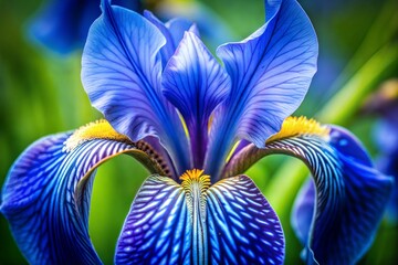 Wall Mural - delicate blue iris flower details close-up flower wallpaper concept