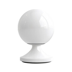 A glossy white globe sits atop a smooth, round base, showcasing a modern and elegant design.