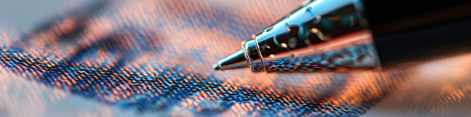 Wall Mural - Close-up of Pen Tip Above Textured Surface