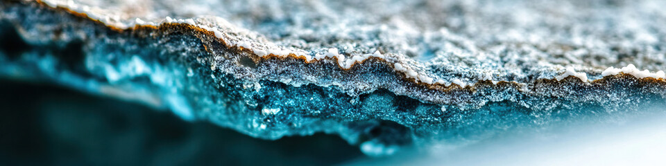 Wall Mural - Close-up of Textured Surface with Teal, Brown, and White Mineral Deposits