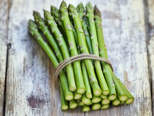 Poster - Crisp, green asparagus stalks in bunches.